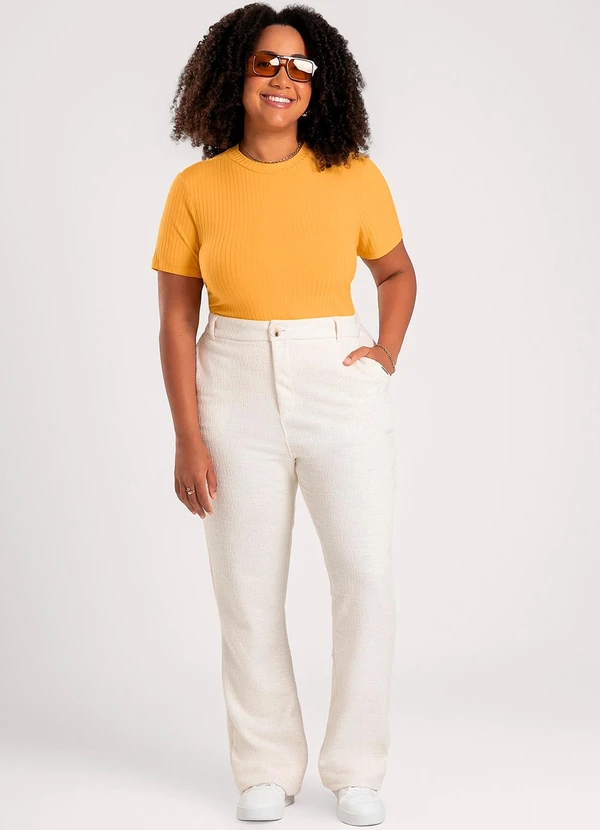 Cativa - Blusa Plus Size em Canelado Laranja 3