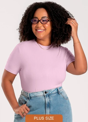 Cativa - Blusa Plus Size em Canelado Lilás - CATIVA