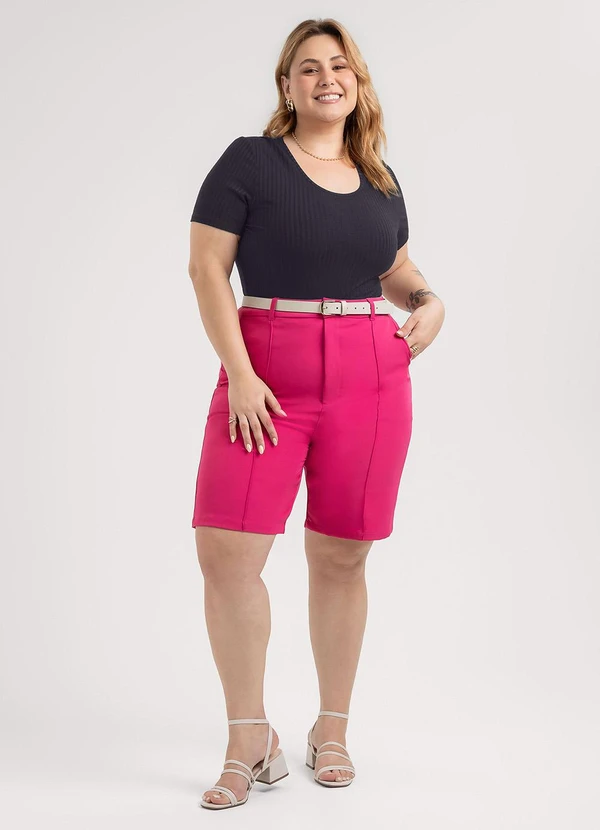 Habana - Blusa Plus Size em Canelado  Preto 3