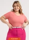 Habana - Blusa Plus Size em Canelado  Azul - variação: Rosa