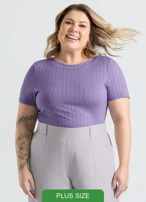 Cativa - Blusa Plus Size em Canelado Roxo - CATIVA