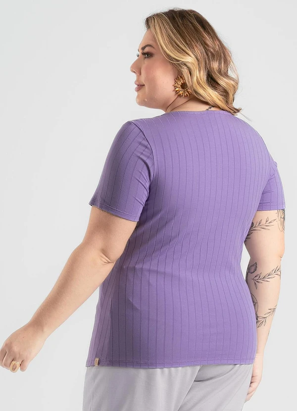 Cativa - Blusa Plus Size em Canelado Roxo 2
