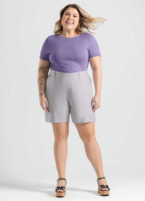 Cativa - Blusa Plus Size em Canelado Roxo 4