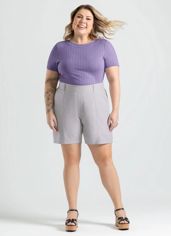 Cativa - Blusa Plus Size em Canelado Roxo 4