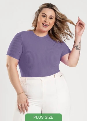 Cativa - Blusa Plus Size em Canelado Roxo - CATIVA