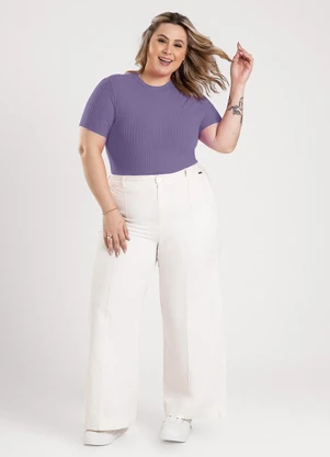 Cativa - Blusa Plus Size em Canelado Roxo - CATIVA