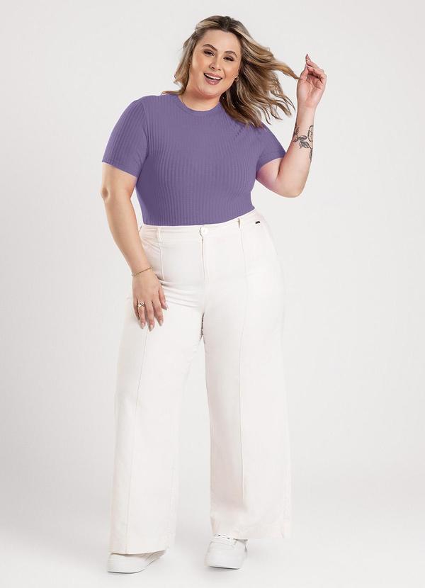 Cativa - Blusa Plus Size em Canelado Roxo 2