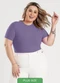 Cativa - Blusa Plus Size em Canelado Azul Claro - variação: Roxo