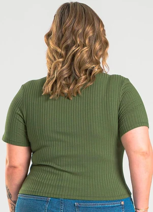Cativa - Blusa Plus Size em Canelado Verde - CATIVA