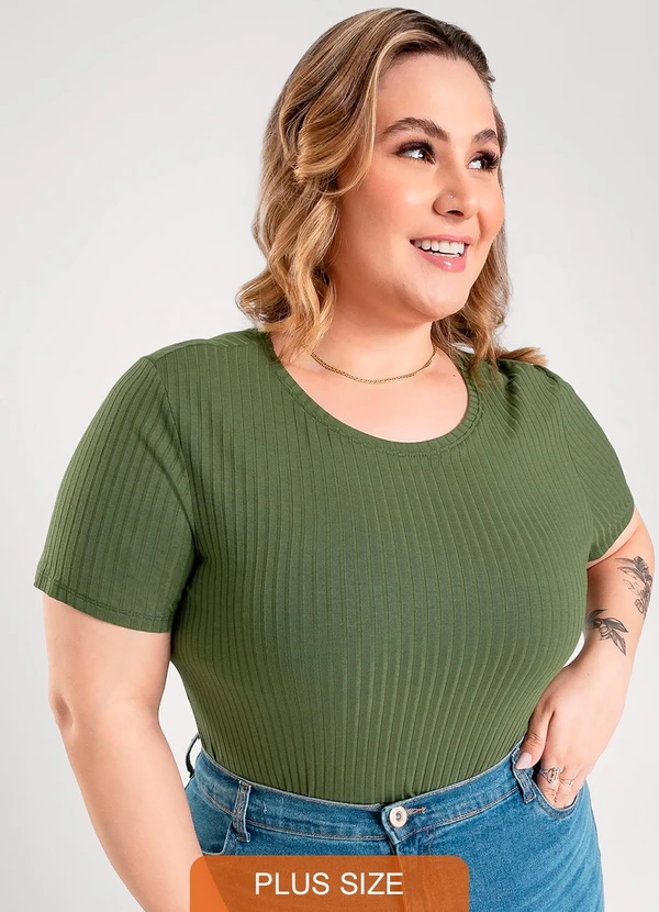 Cativa - Blusa Plus Size em Canelado Verde