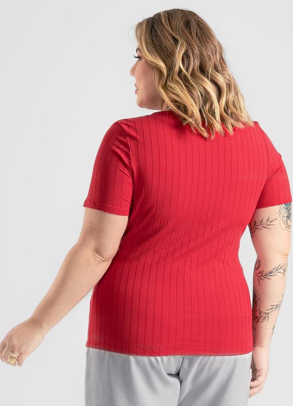 Cativa - Blusa Plus Size em Canelado Vermelho Escuro 2