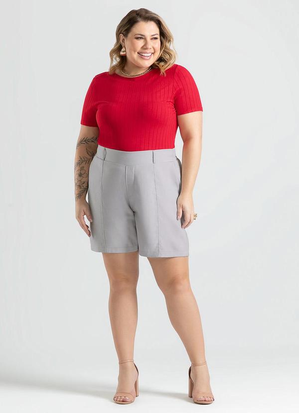 Cativa - Blusa Plus Size em Canelado Vermelho Escuro 4