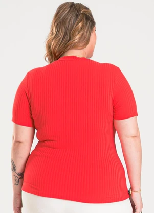 Cativa - Blusa Plus Size em Canelado Vermelho - CATIVA