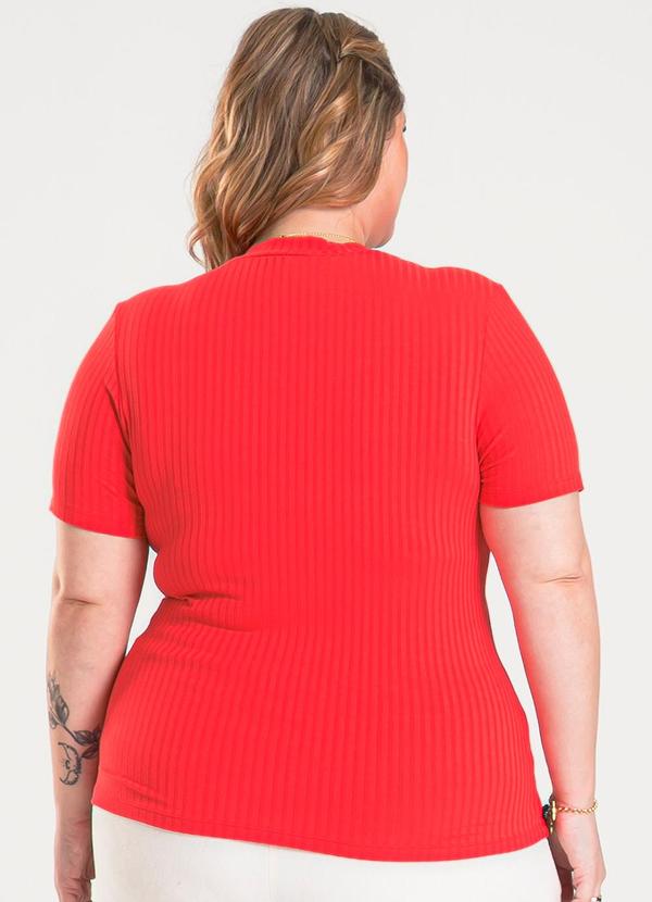 Cativa - Blusa Plus Size em Canelado Vermelho 2
