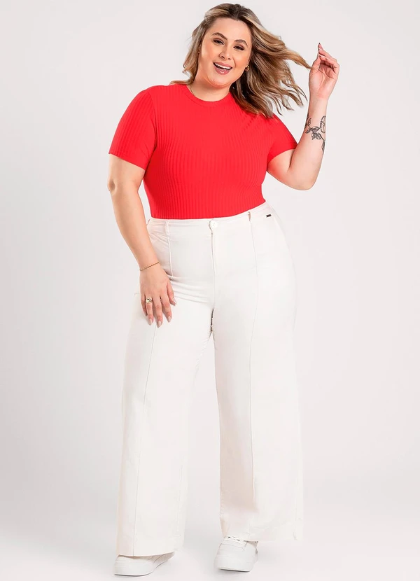 Cativa - Blusa Plus Size em Canelado Vermelho 3