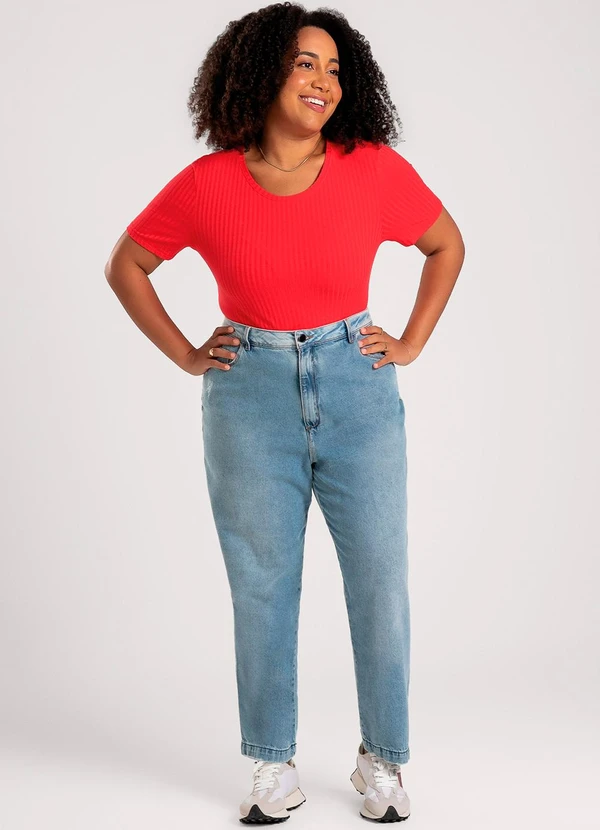 Cativa - Blusa Plus Size em Canelado Vermelho 3