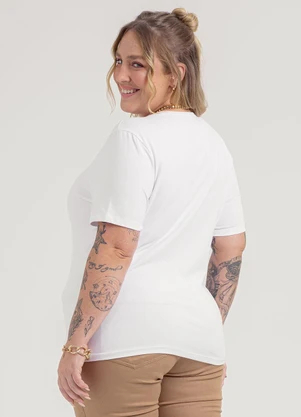 Habana - Blusa Plus Size em Cotton  Branco  - HABANA