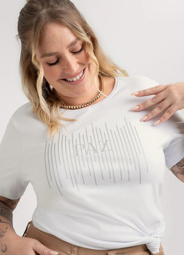Habana - Blusa Plus Size em Cotton Branco 3