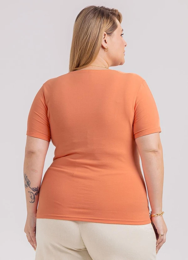 Habana - Blusa Plus Size em Cotton Laranja 2