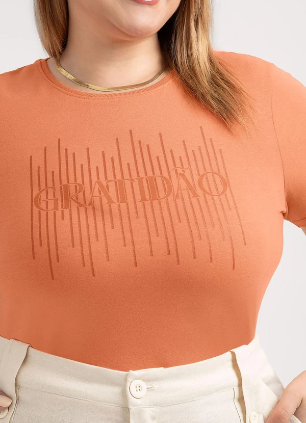 Habana - Blusa Plus Size em Cotton Laranja 3