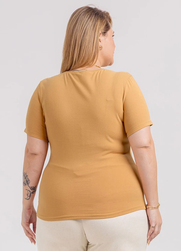 Habana - Blusa Plus Size em Cotton Marrom 2