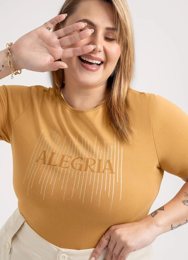 Habana - Blusa Plus Size em Cotton Marrom 1