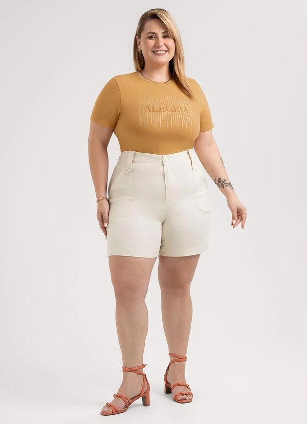 Habana - Blusa Plus Size em Cotton Marrom 4