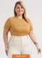 Habana - Blusa Plus Size em Cotton  Branco  - variação: Marrom