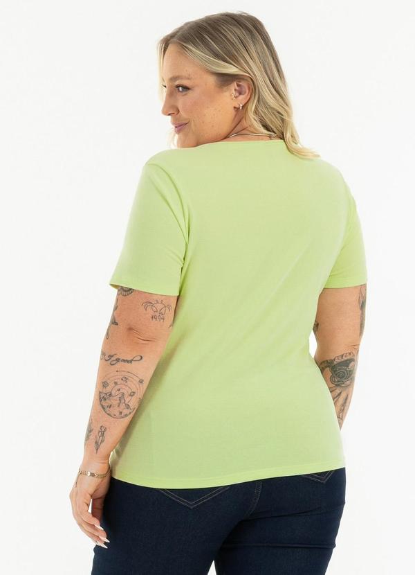 Habana - Blusa Plus Size em Cotton Verde Claro 2