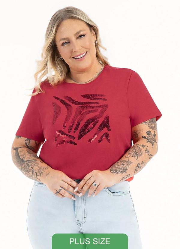 Habana - Blusa Plus Size em Cotton Vermelho