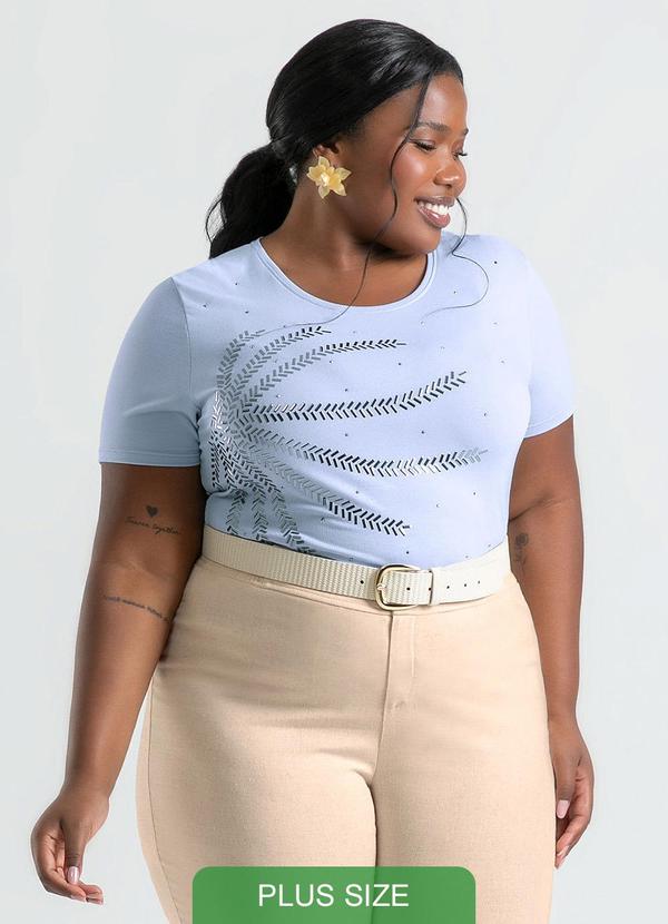 Cativa - Blusa Plus Size em Crepe Azul Claro