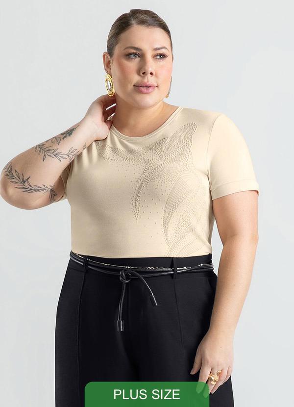 Cativa - Blusa Plus Size em Crepe Bege