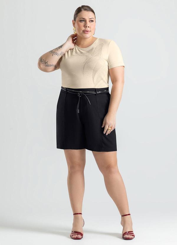 Cativa - Blusa Plus Size em Crepe Bege 4