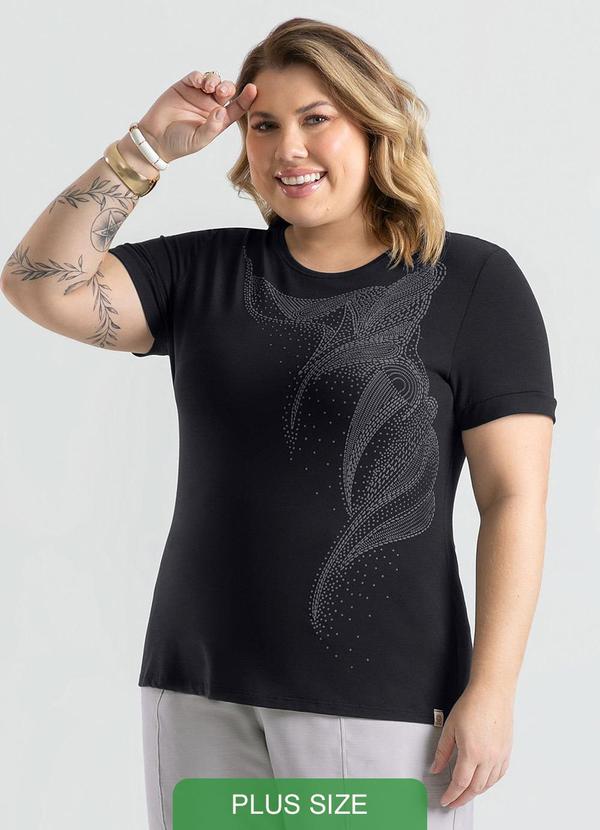 Cativa - Blusa Plus Size em Crepe Preto