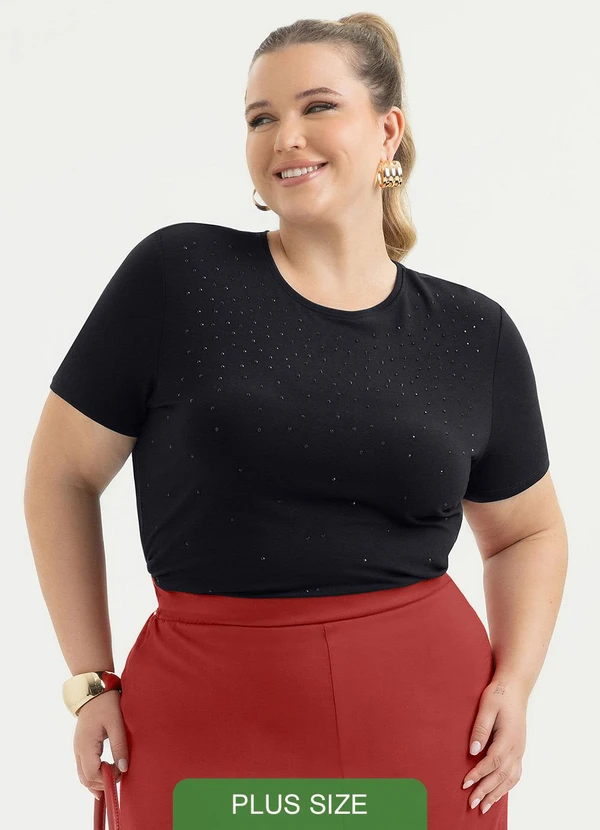 Cativa - Blusa Plus Size em Crepe Preto