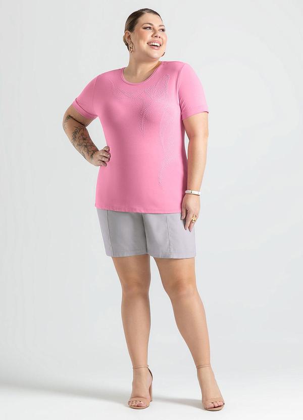 Cativa - Blusa Plus Size em Crepe Rosa 4