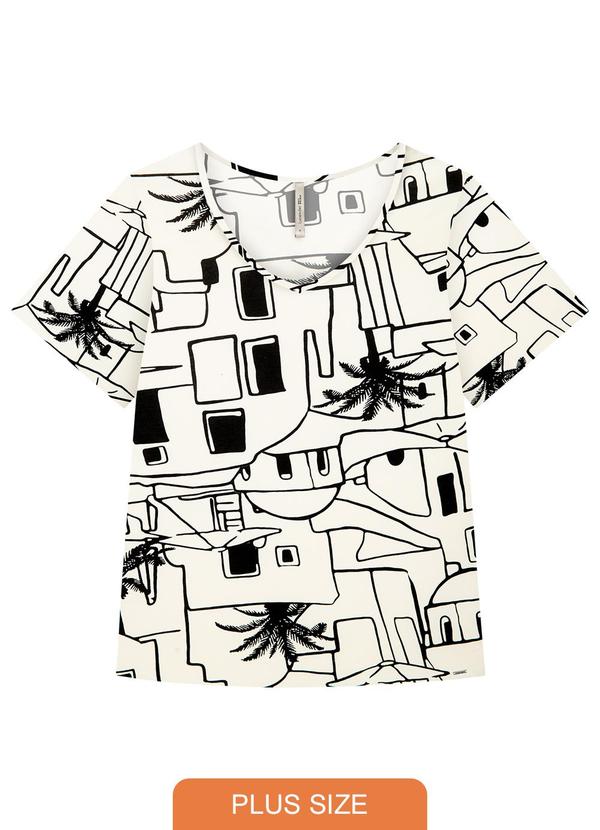 Lunender Mais Mulher - Blusa Plus Size em Malha Viscose Off White