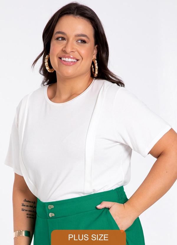 Lunender Mais Mulher - Blusa Plus Size em Malha Viscose Off White