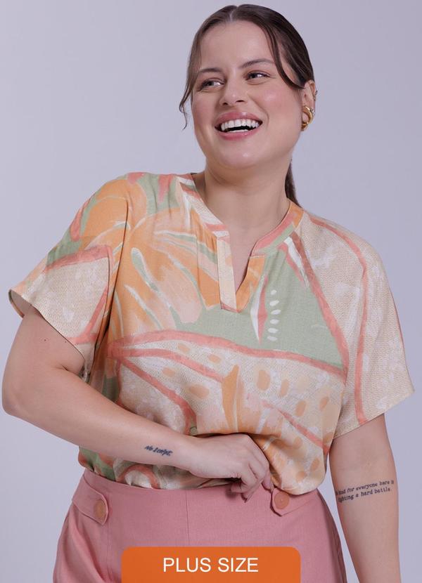 Lunender Mais Mulher - Blusa Plus Size em Manga Curta Verde