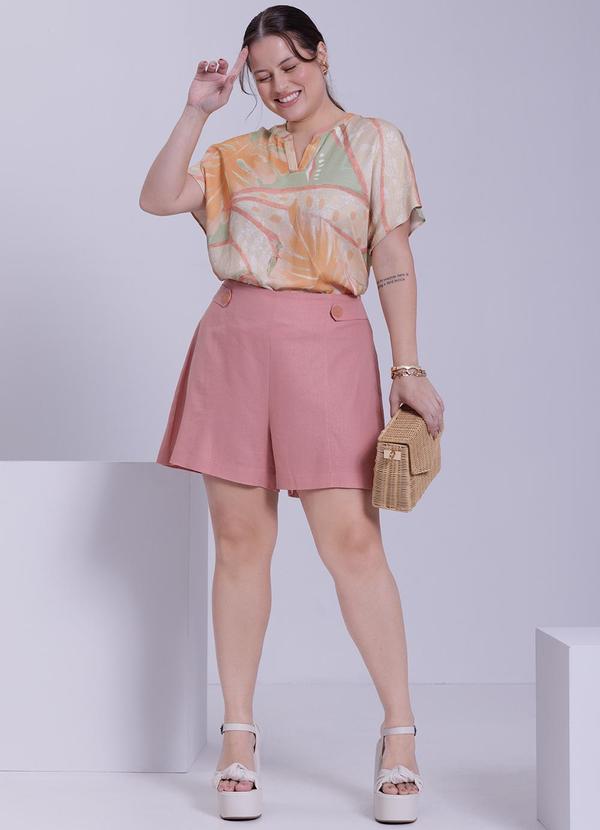 Lunender Mais Mulher - Blusa Plus Size em Manga Curta Verde 5