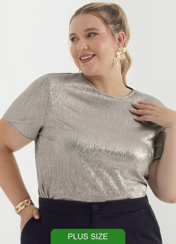 Cativa - Blusa Plus Size em Metalizado Bege