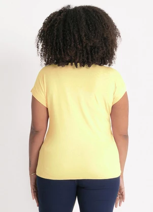 Habana - Blusa Plus Size em Misturinha Amarelo Claro - HABANA
