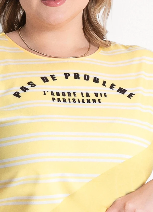 Habana - Blusa Plus Size em Misturinha Amarelo Claro 3