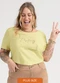 Habana - Blusa Plus Size em Misturinha  Amarelo - variação: Amarelo
