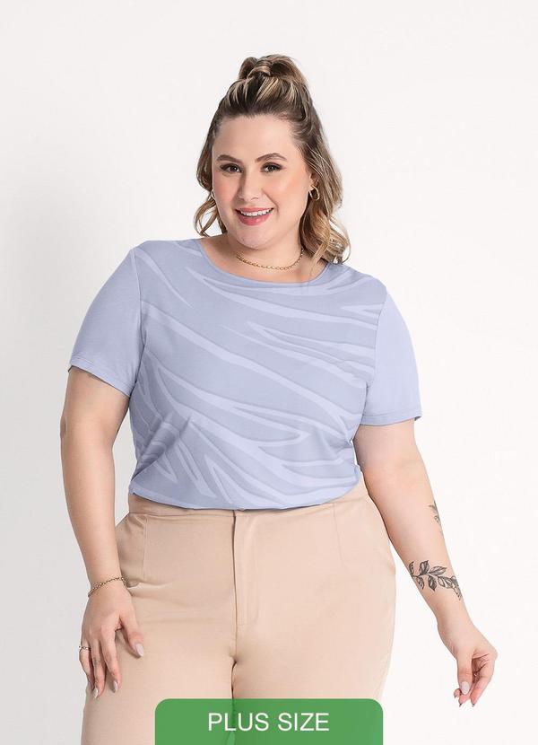 Habana - Blusa Plus Size em Misturinha Azul Claro