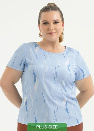 Cativa - Blusa Plus Size em Misturinha Azul Claro - CATIVA