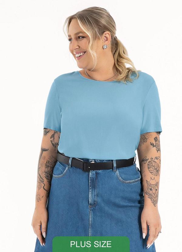 Habana - Blusa Plus Size em Misturinha Azul Claro 2