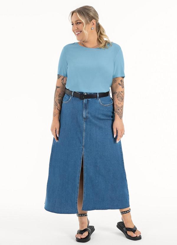 Habana - Blusa Plus Size em Misturinha Azul Claro 3