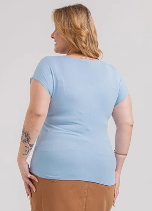 Habana - Blusa Plus Size em Misturinha  Azul - HABANA