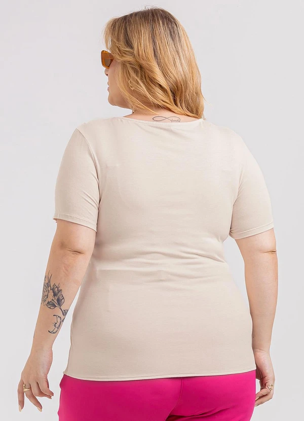 Habana - Blusa Plus Size em Misturinha  Bege 2